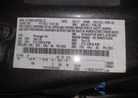 2015 Ford Focus Se из США, поврежденный, VIN 1FADP3F29FL276360